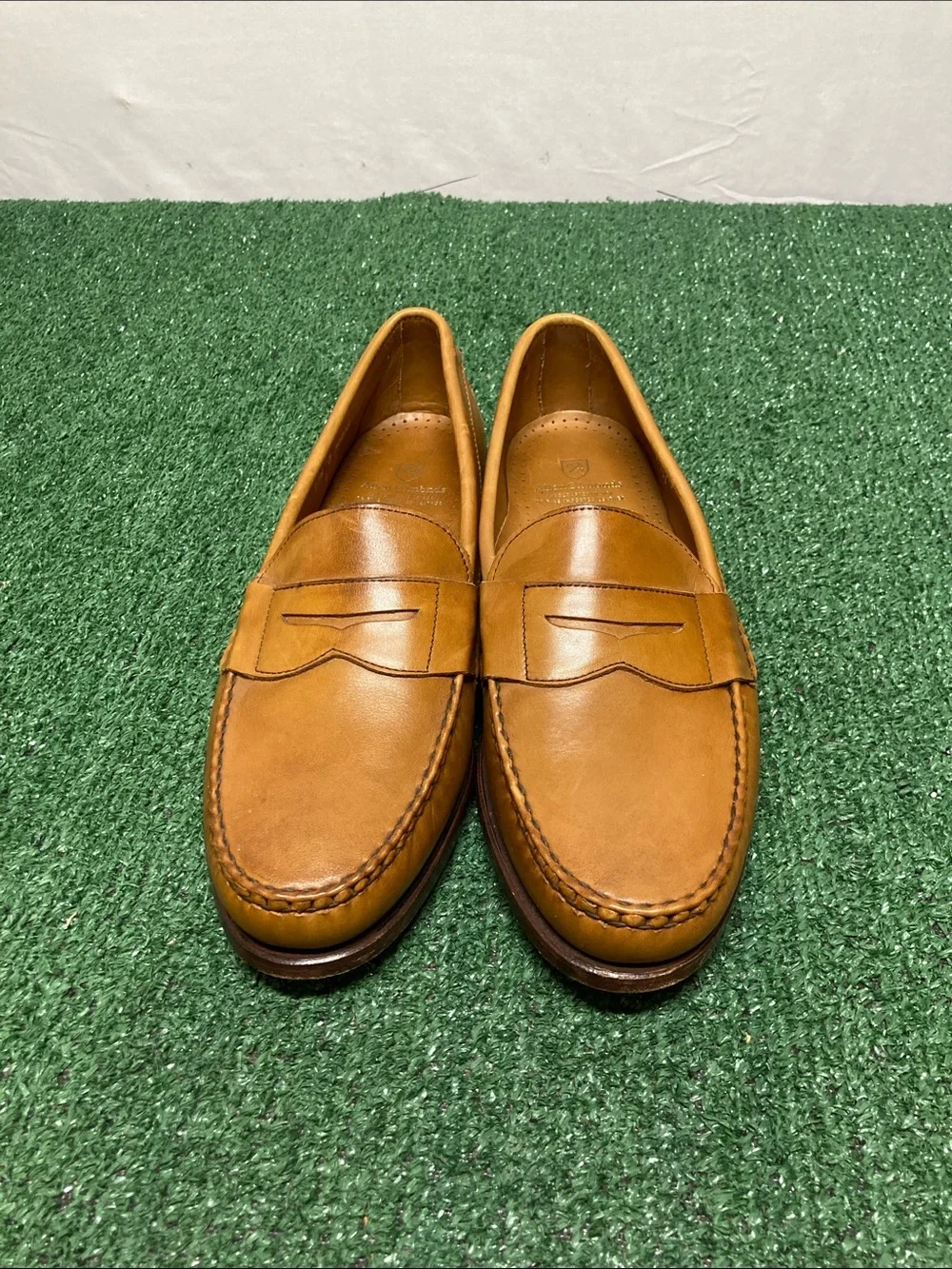 Men's Allen Edmonds Tan Leather Cavanaugh Penny Loafers sz 11.5 (OKPM-09-027)